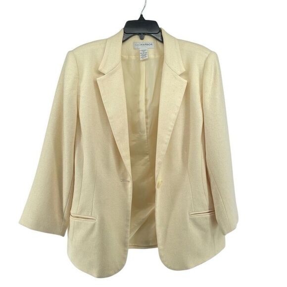 Sag Harbor Petite Women’s Cream Wool Blazer Jacket H62070JC Single Button 16P - Picture 3 of 14